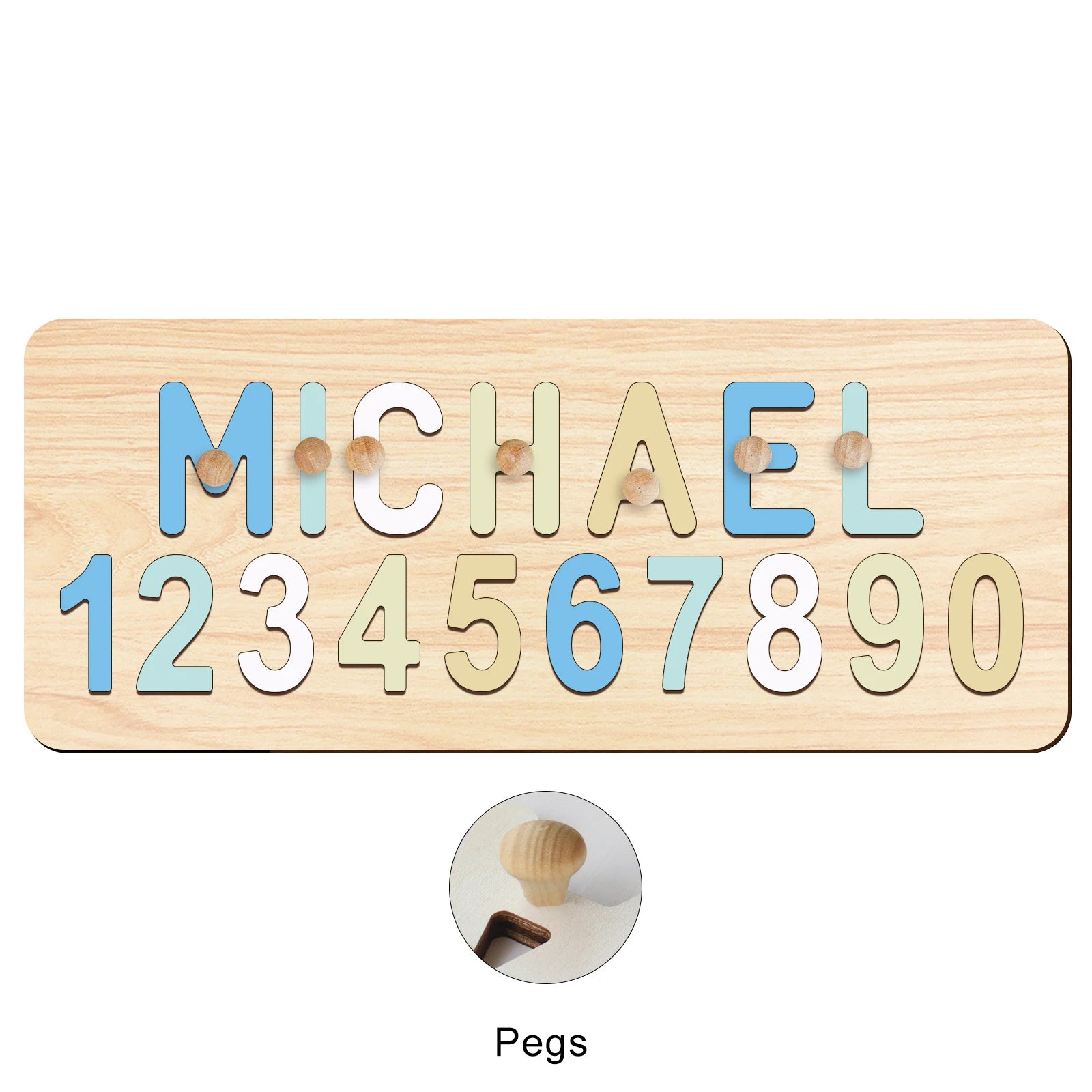 - Custom Wooden Name &amp; Number Puzzle – Personalised Educational Toy Baby Stork