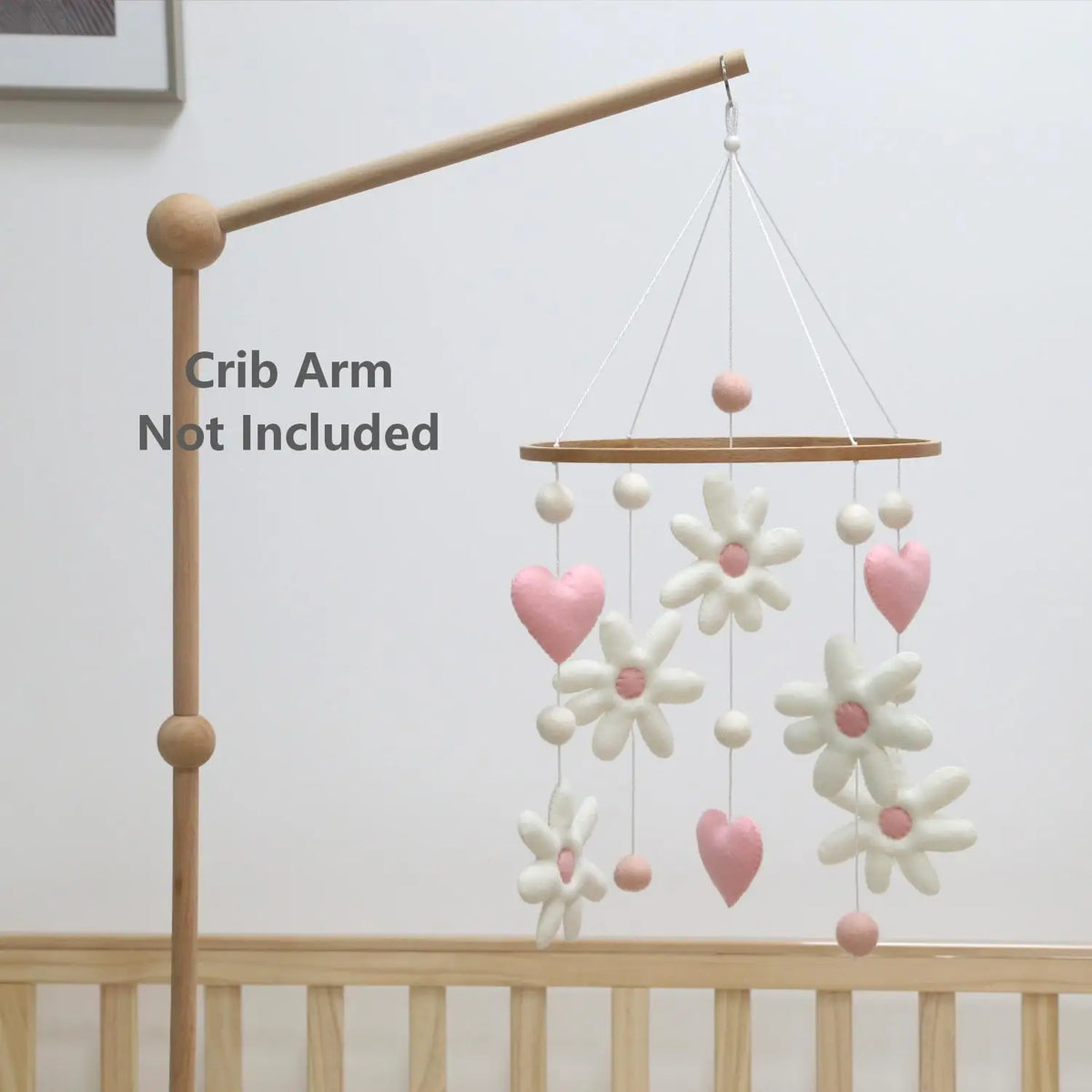 - Daisy & Hearts Felt Cot Mobile - Pink & Cream AE