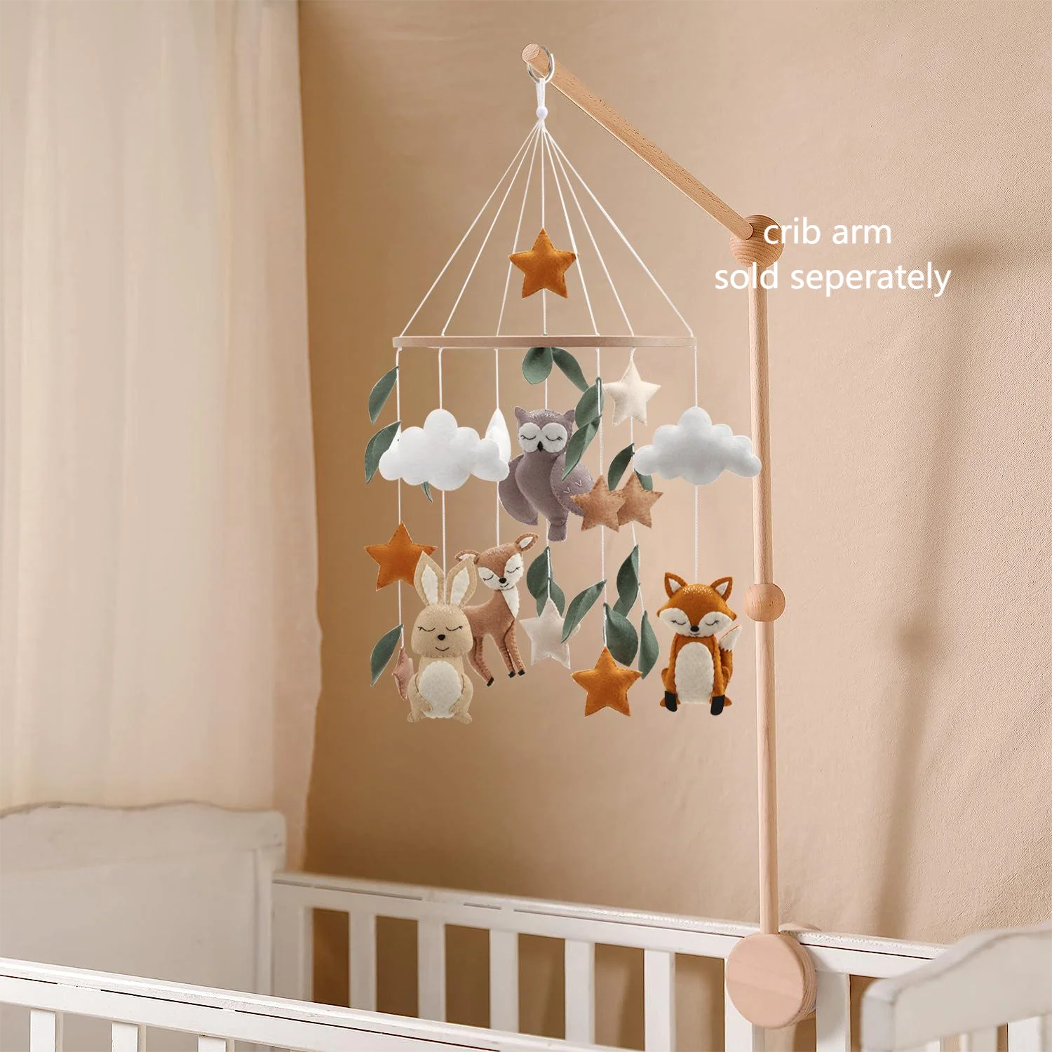 🌲 Woodland Baby Mobile – Forest Animal Crib Mobile for Neutral Nursery