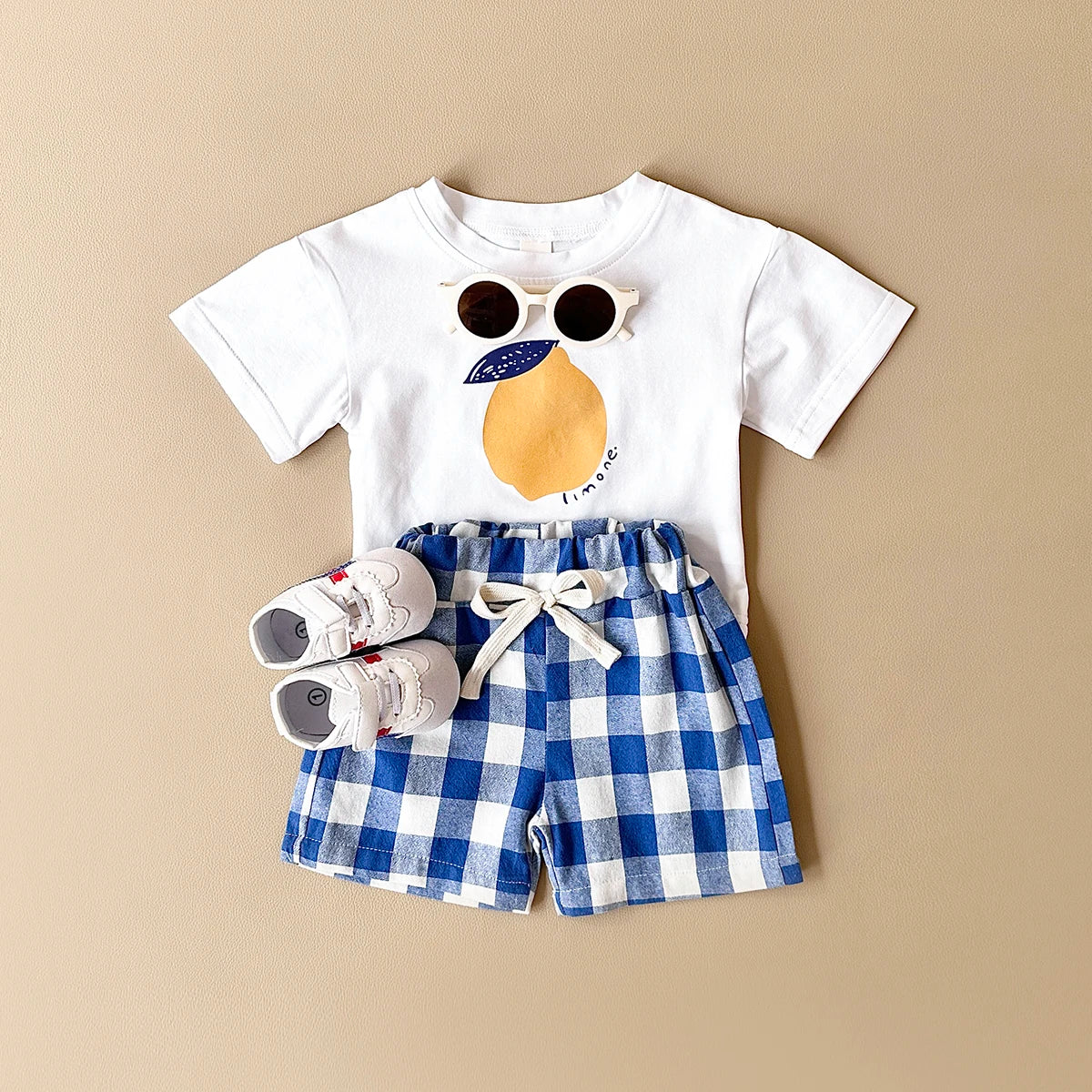 2-3Y - Lemon Gingham Baby Set – 2 Piece Outfit | Blue Baby Stork