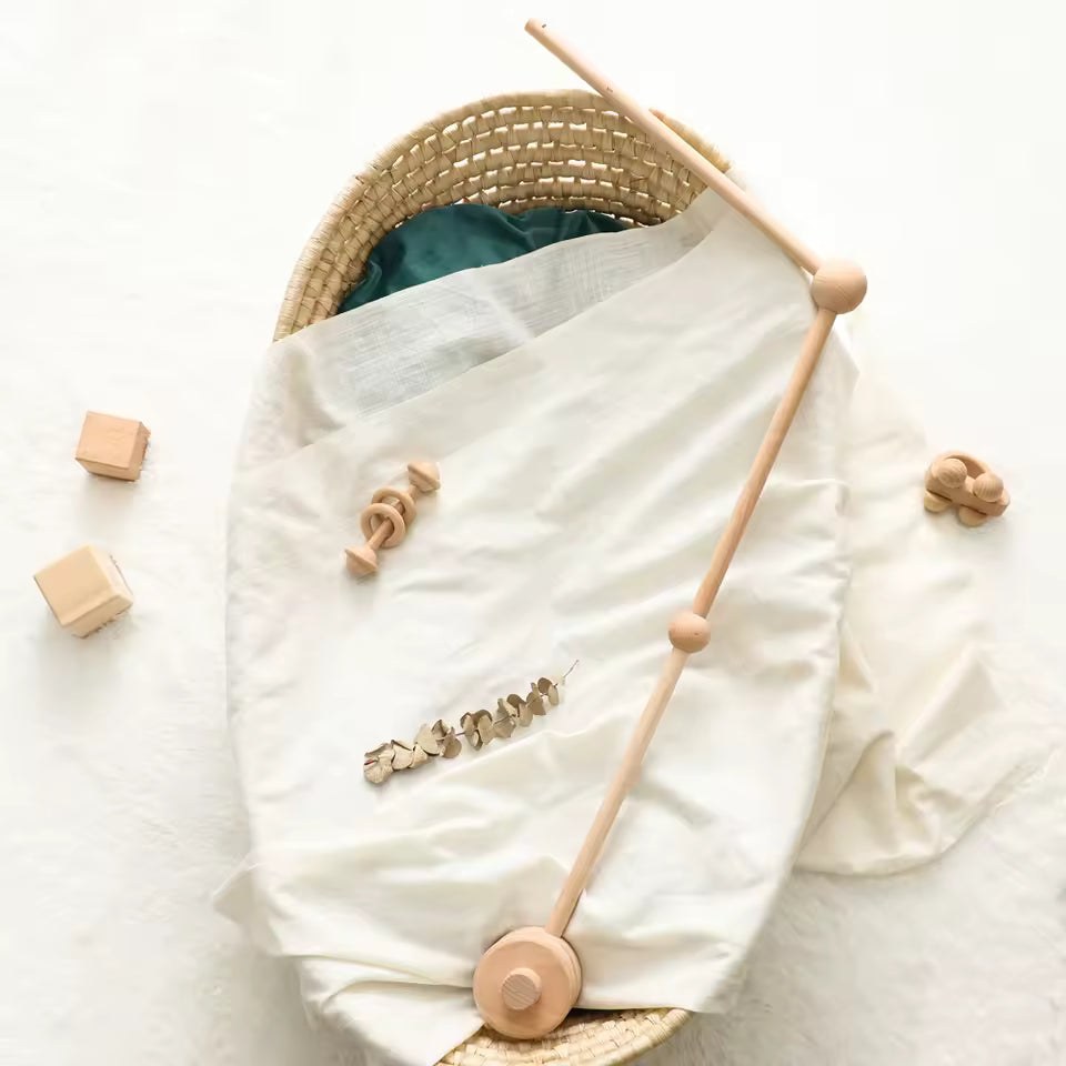 - Wooden Cot Arm – Classic Round Design Baby Stork Baby Mobile