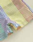 - Rainbow Stripe Overalls Baby Stork