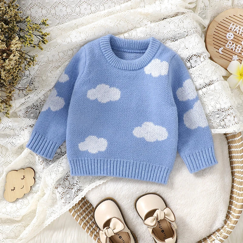 - Blue Sky Cloud Knit Sweater – Soft Touch Baby Pullover Baby Stork