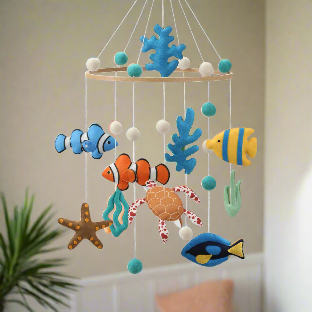 - Under the Sea Baby Mobile – Ocean Theme Felt Crib Mobile Baby Stork