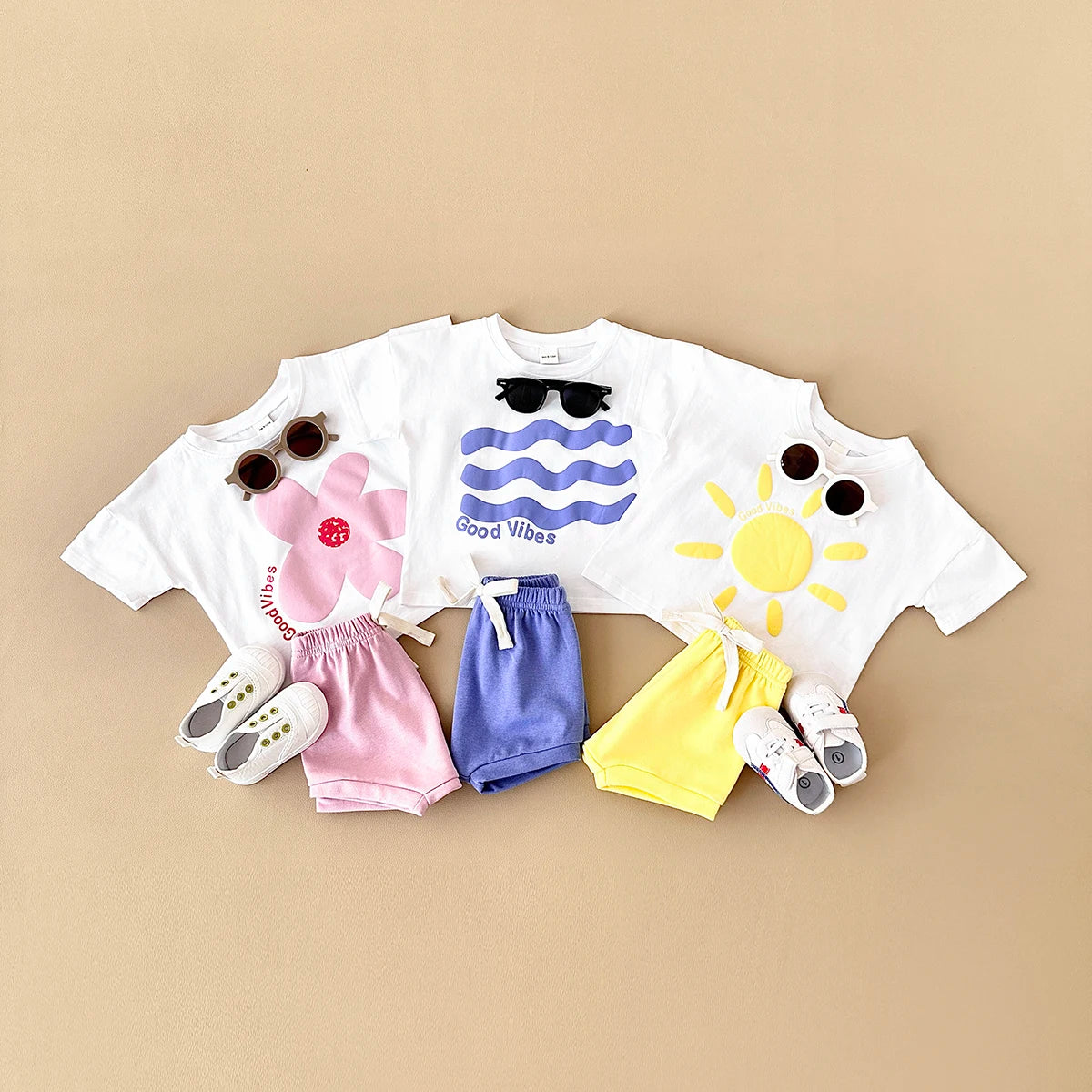 - Good Vibes Sunshine 2 Piece Set – Cotton Tee & Shorts Baby Stork