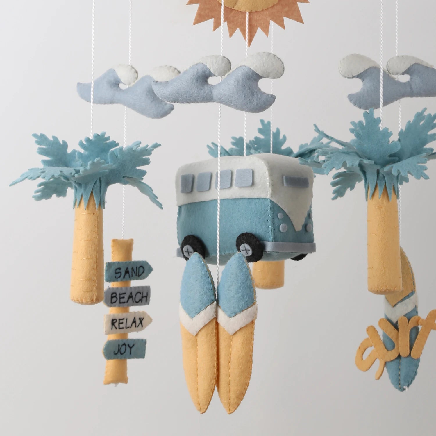 Surf Baby Mobile | Beach &amp; Ocean Nursery Mobile with Kombi Van and Surfboards