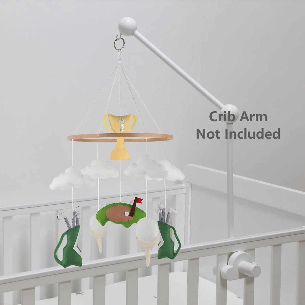 - Golf & Clouds Felt Cot Mobile - Green & White AE