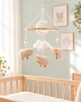 - Sheep & Bouclé Clouds Cot Mobile - Cream & Beige AE