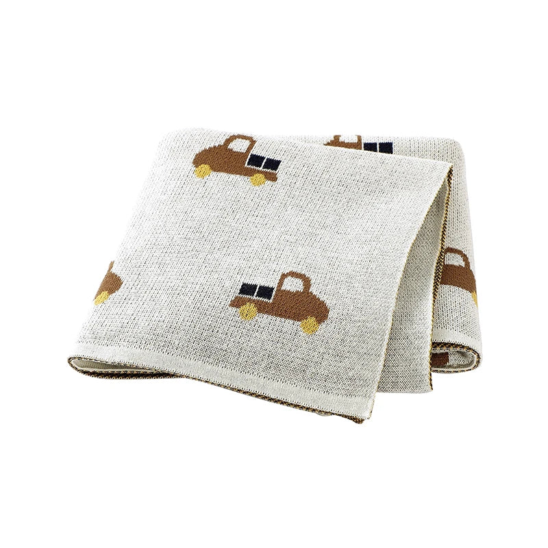 Cream - Truck Pattern Baby Blanket – 90 × 70 cm | Soft Acrylic | 6 Colours Baby Stork