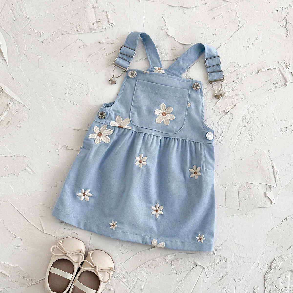 - Blue Daisy Overall Dress Baby Stork
