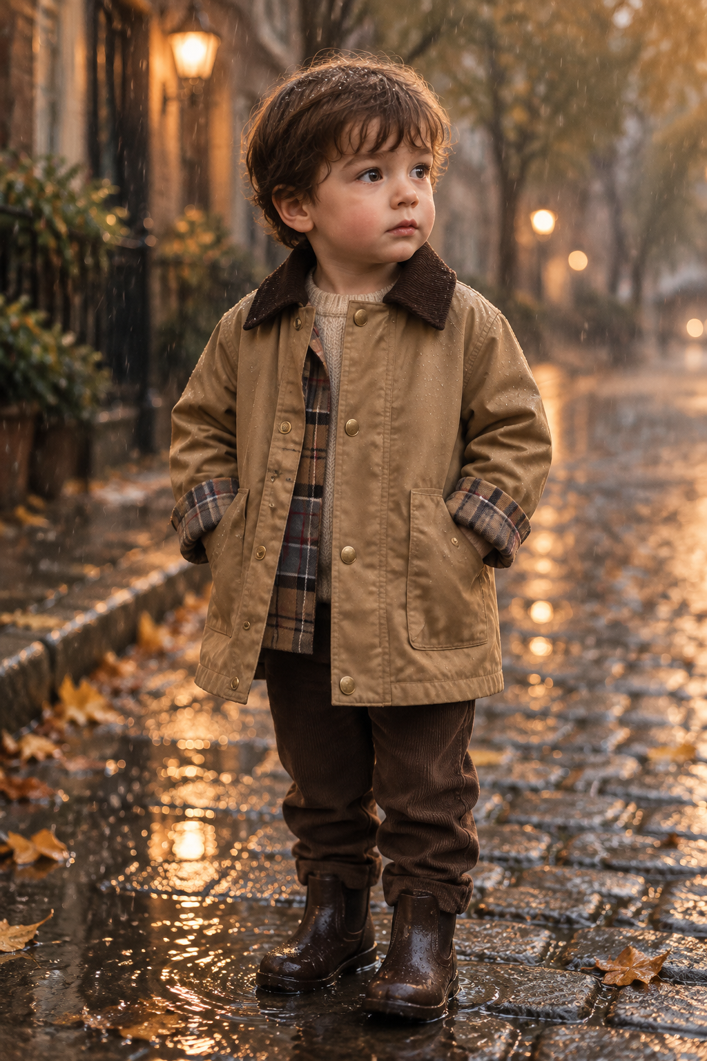 Kids Check Detail Collared Jacket