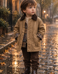 Kids Check Detail Collared Jacket