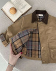 Kids Check Detail Collared Jacket