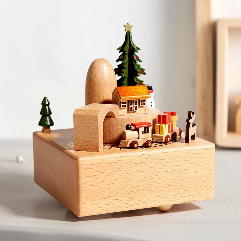 - Handcrafted Wooden Christmas Train Music Box – “We Wish You A Merry Christmas” Tune | Collectible Holiday Keepsake Gift Baby Stork Music Box