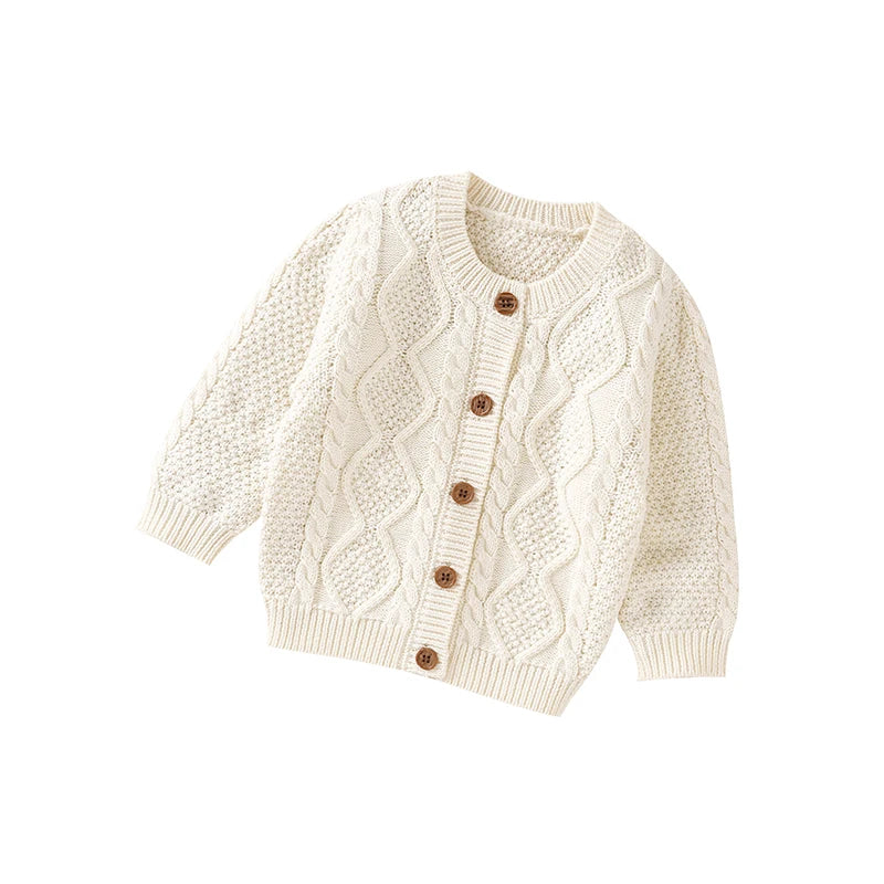 Cream - Classic Cable Knit Baby Cardigan Baby Stork