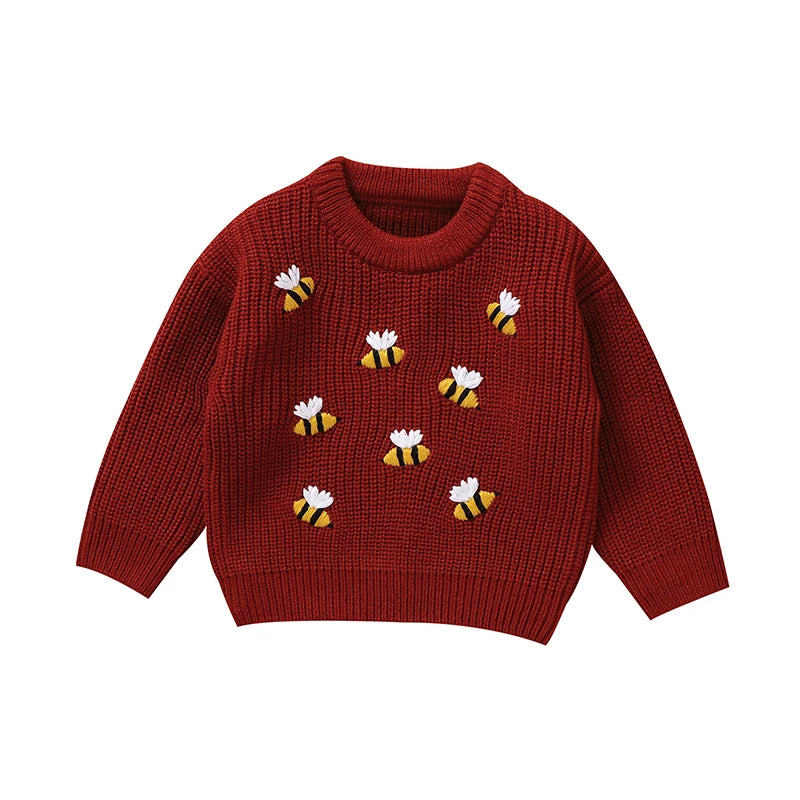 Red - Busy Bee Knit Jumper Baby Stork