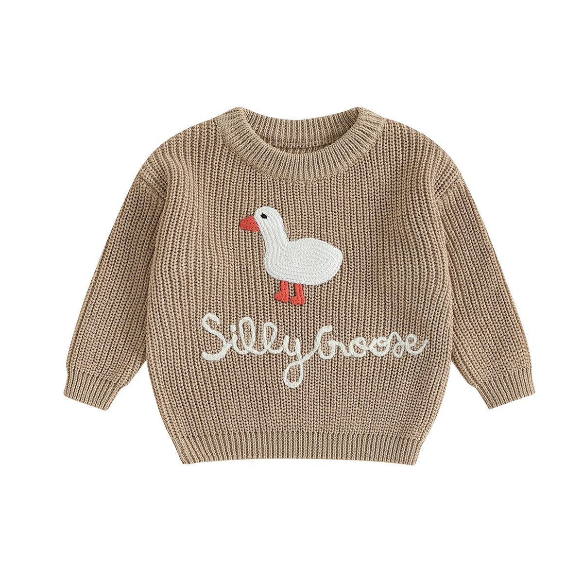 Goose Knit Baby Jumper | Embroidered Cotton Blend Toddler Sweater