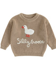 Goose Knit Baby Jumper | Embroidered Cotton Blend Toddler Sweater