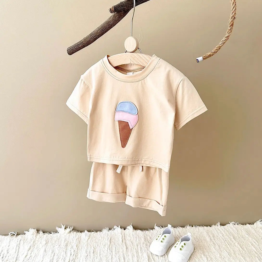- Ice Cream 2 Piece Set – Cotton Tee & Shorts Baby Stork