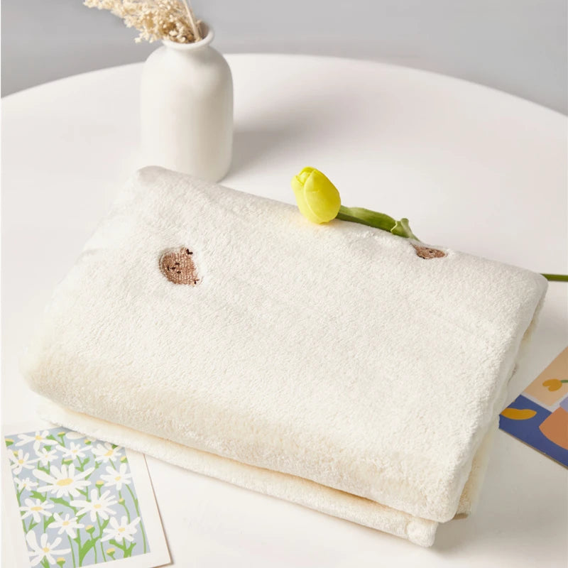Polar Fleece Blanket with Embroidered Motifs | 125 × 90cm