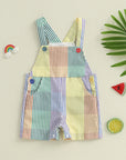 4Y - Rainbow Stripe Overalls Baby Stork