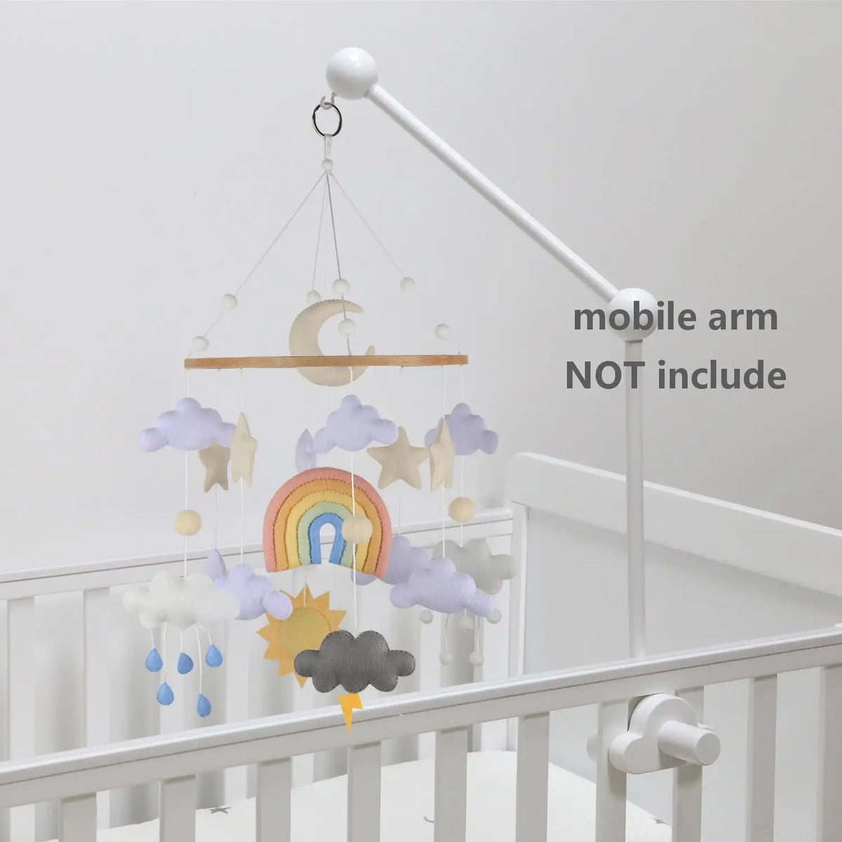 - Rainbow &amp; Weather Felt Cot Mobile - Pastel AE