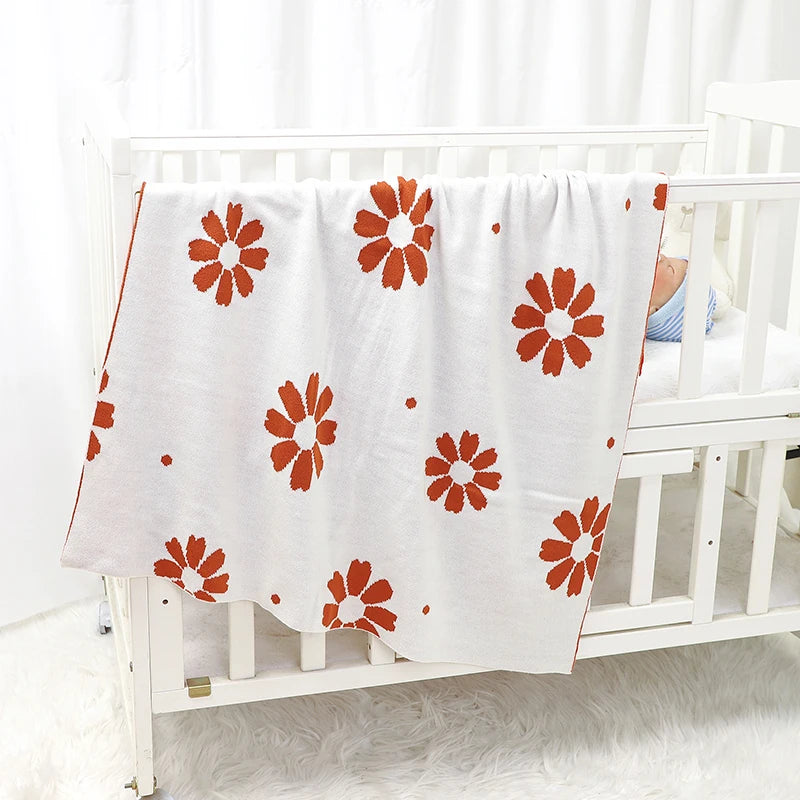 - Super Soft Baby Blanket – Daisy Floral (90×70 cm) | Acrylic Knit Baby Stork
