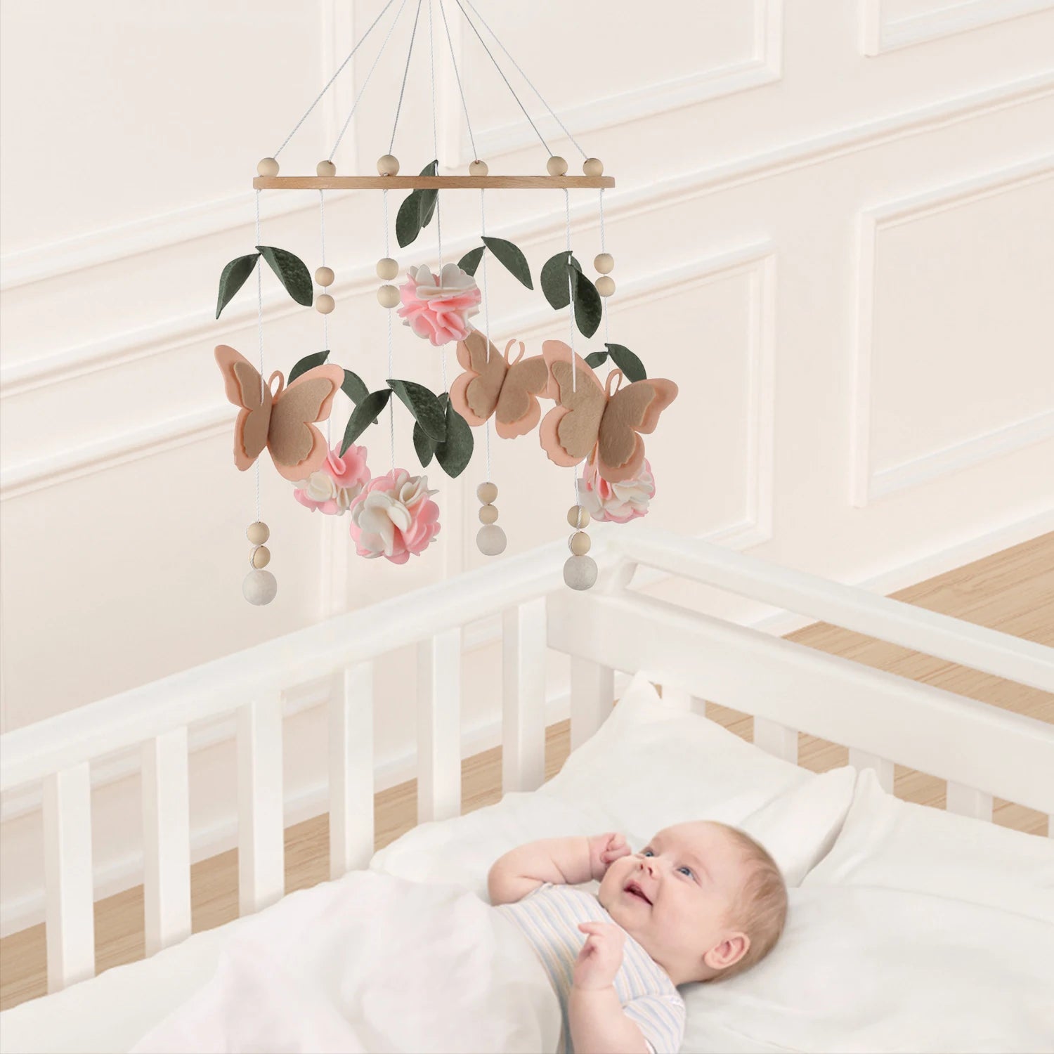 Butterfly &amp; Floral Baby Mobile | Pink Butterfly Nursery Mobile