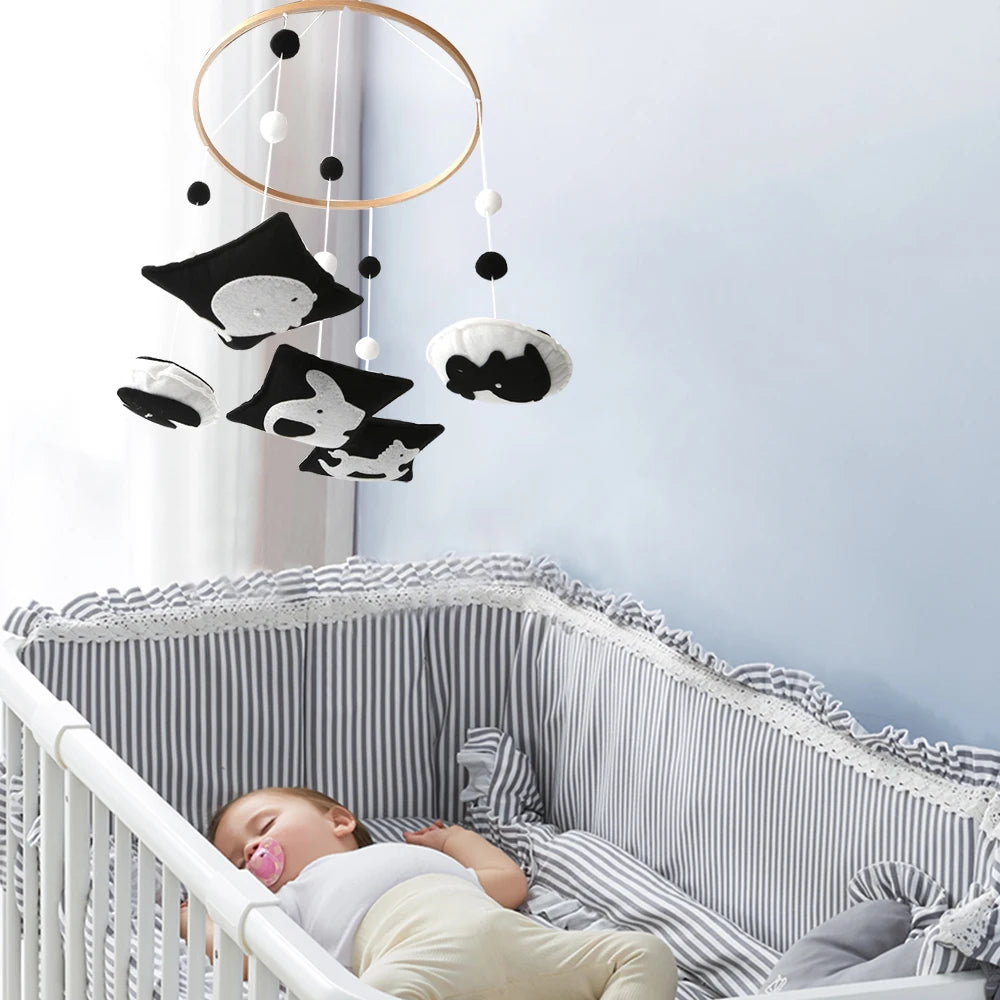 - High Contrast Black & White Baby Mobile – Sensory Newborn Nursery Cot Mobile Baby Stork Baby Mobile