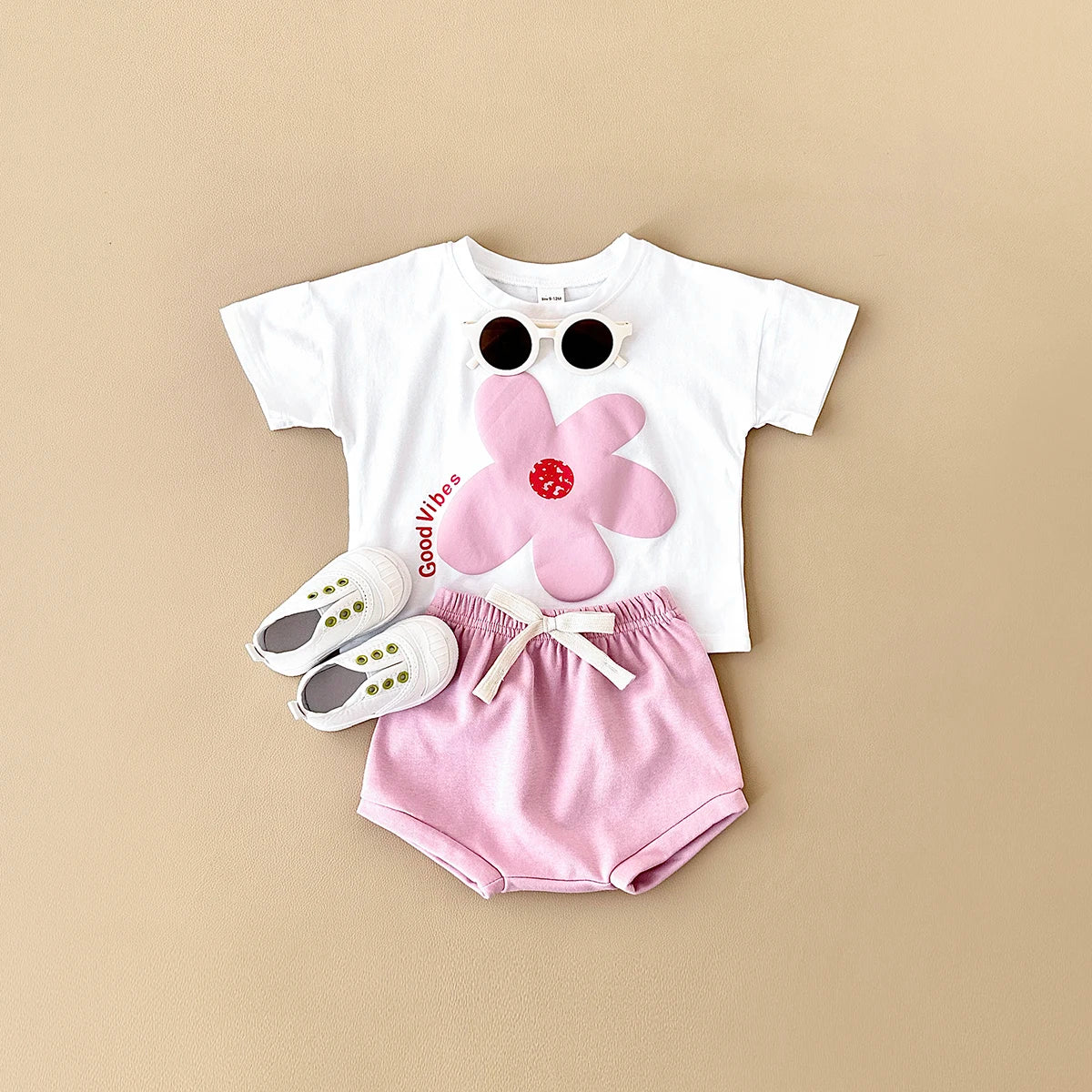 - Good Vibes Flower 2 Piece Set – Cotton Tee & Shorts Baby Stork