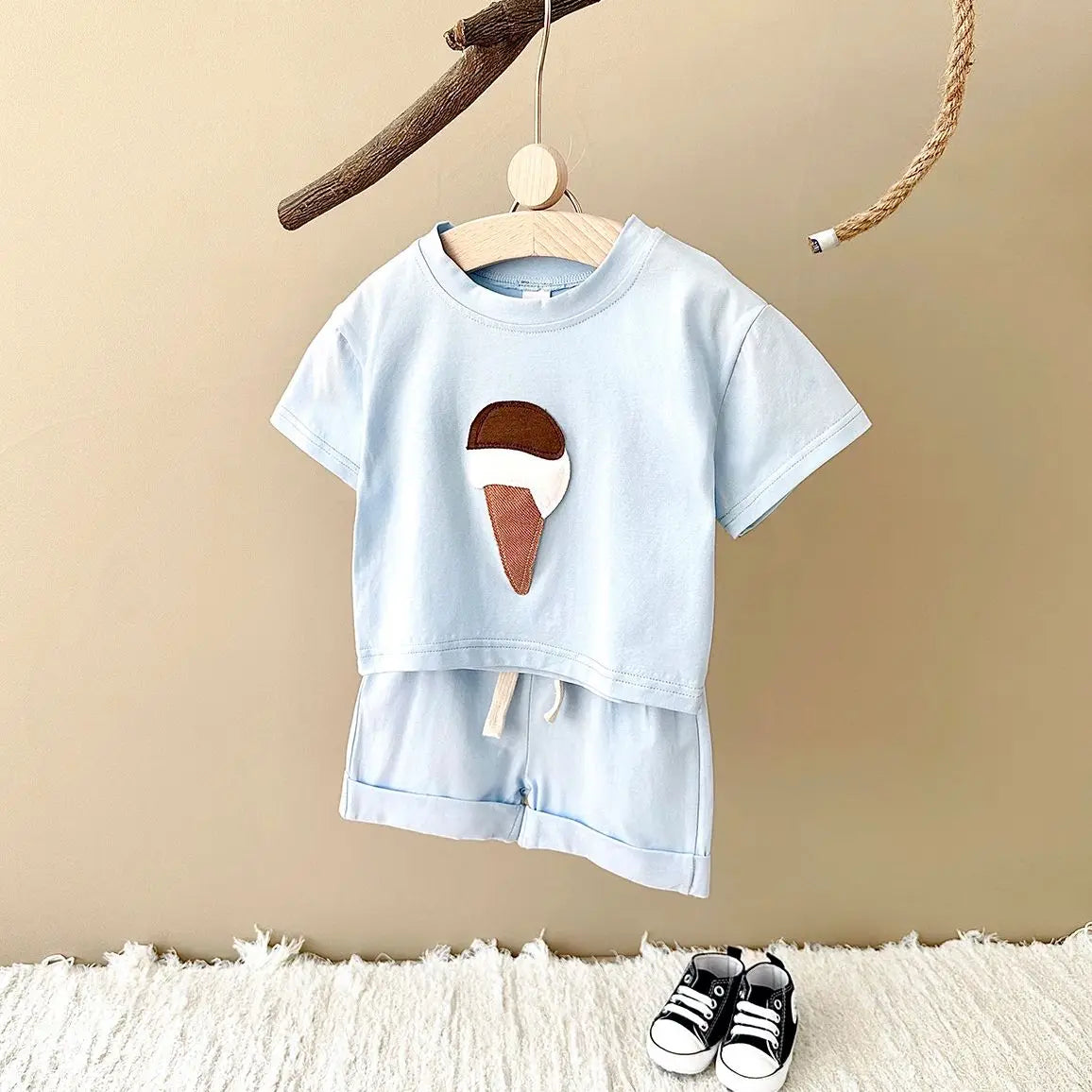 - Ice Cream 2 Piece Set – Cotton Tee & Shorts Baby Stork
