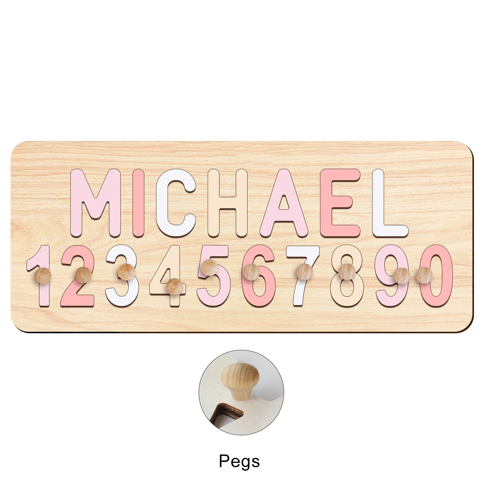 - Custom Wooden Name &amp; Number Puzzle – Personalised Educational Toy Baby Stork