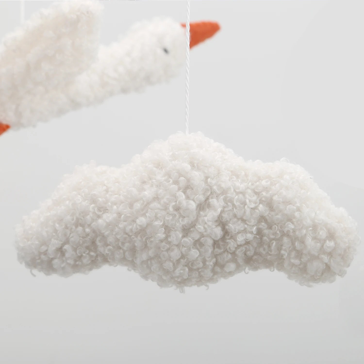 Goose Baby Mobile | Bouclé Goose Nursery Mobile with Clouds &amp; Moon