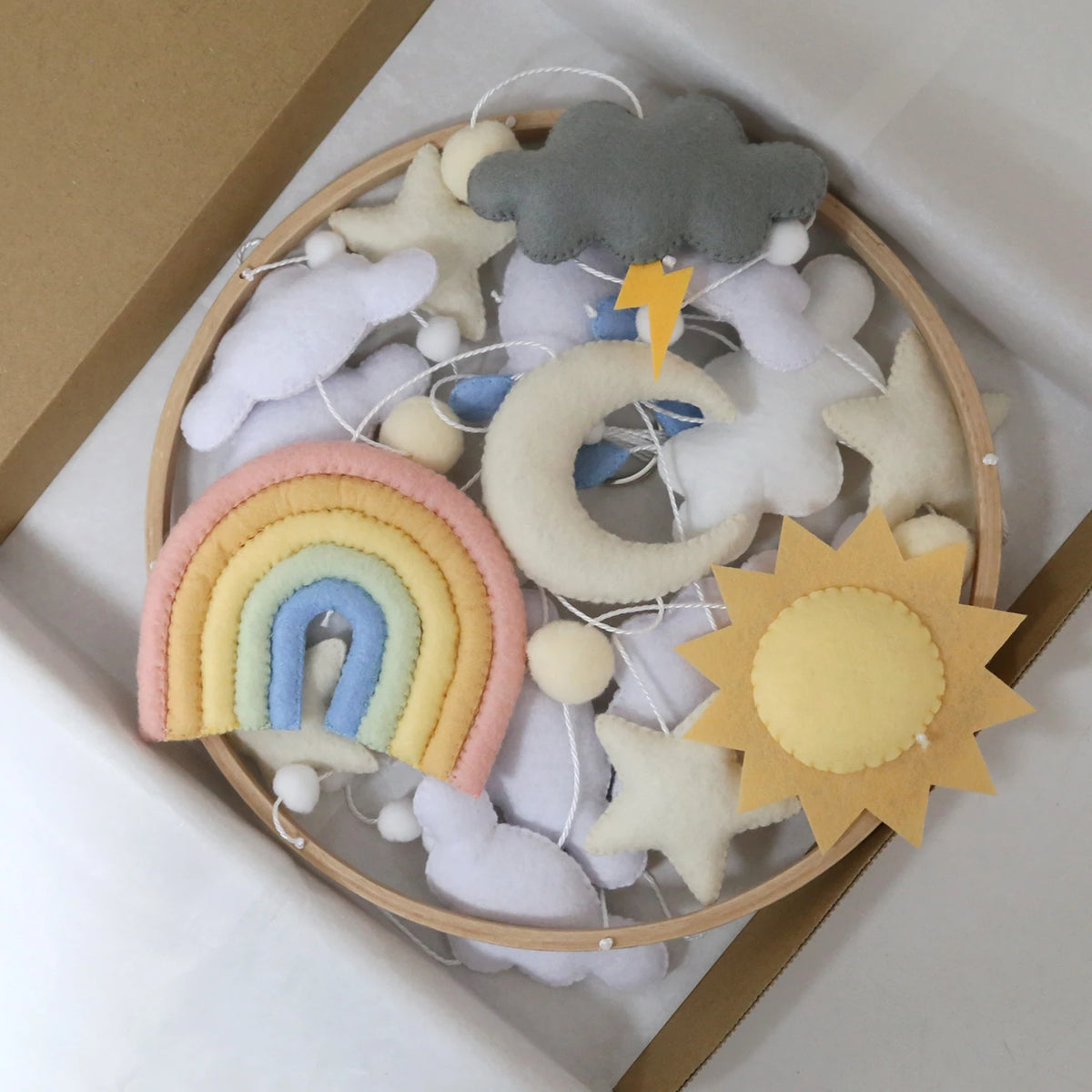 - Rainbow & Weather Felt Cot Mobile - Pastel AE