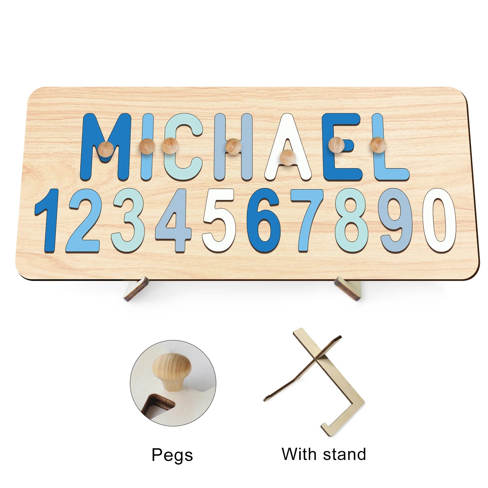 - Custom Wooden Name &amp; Number Puzzle – Personalised Educational Toy Baby Stork