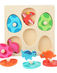 Default Title - Wooden 3D Dinosaur Egg Multi-Layer Puzzle Toddler Colour Sorting Game Baby Stork Puzzles