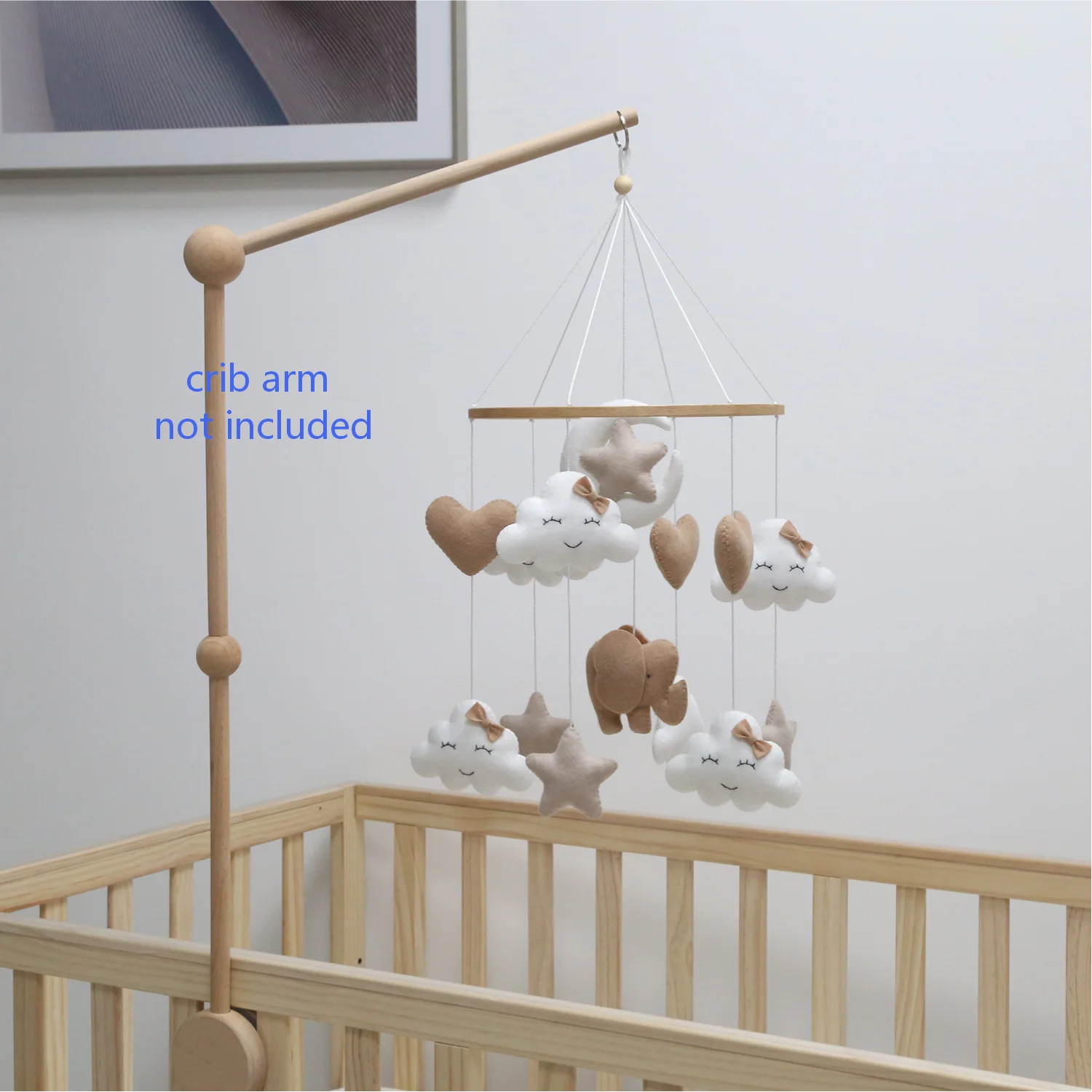 Elephant Baby Mobile | Neutral Nursery Mobile with Clouds, Moon &amp; Stars