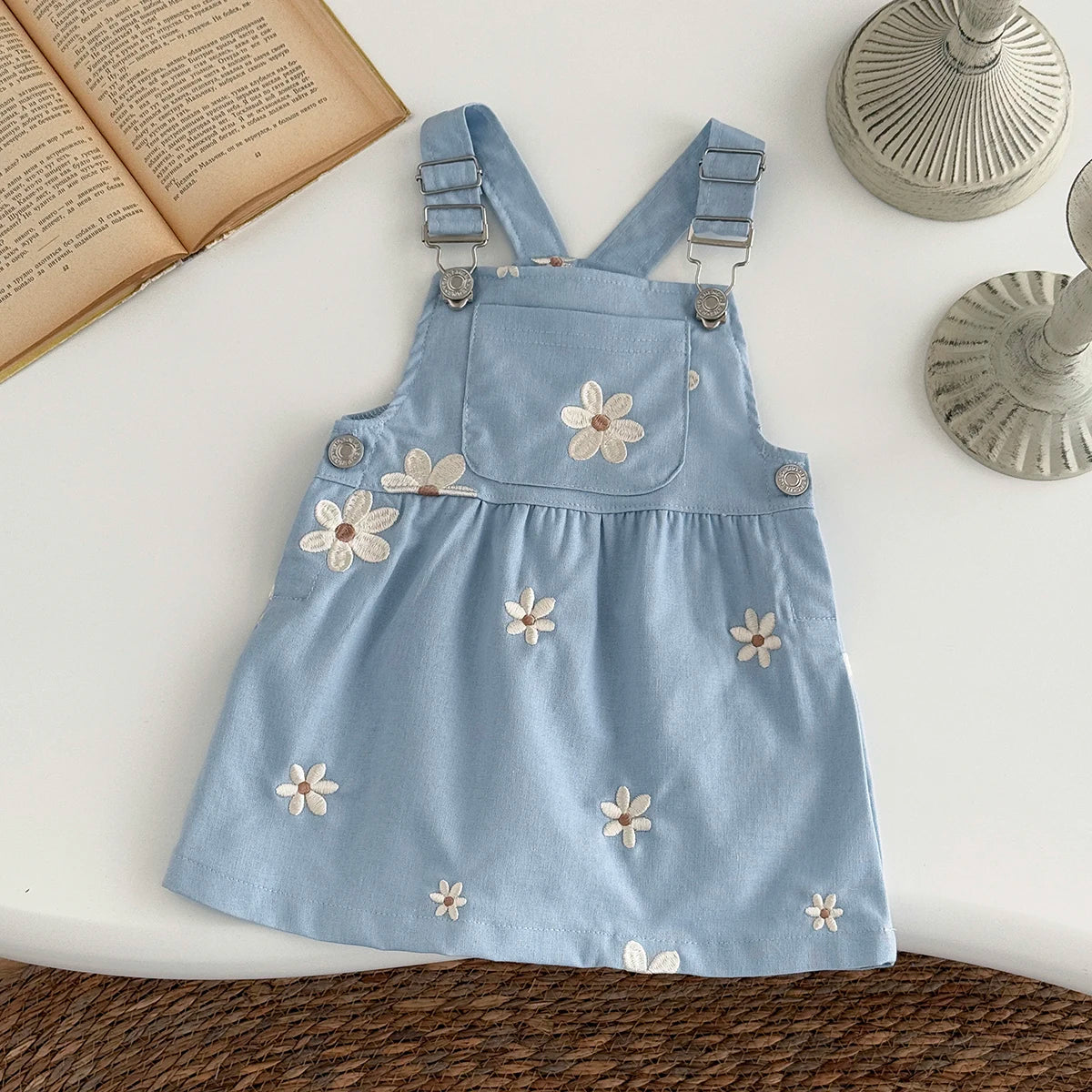 - Blue Daisy Overall Dress Baby Stork