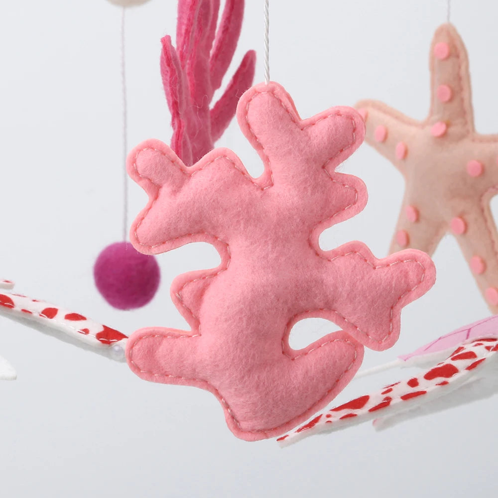 - Pink Under the Sea Baby Mobile – Ocean Theme Felt Cot Mobile Baby Stork