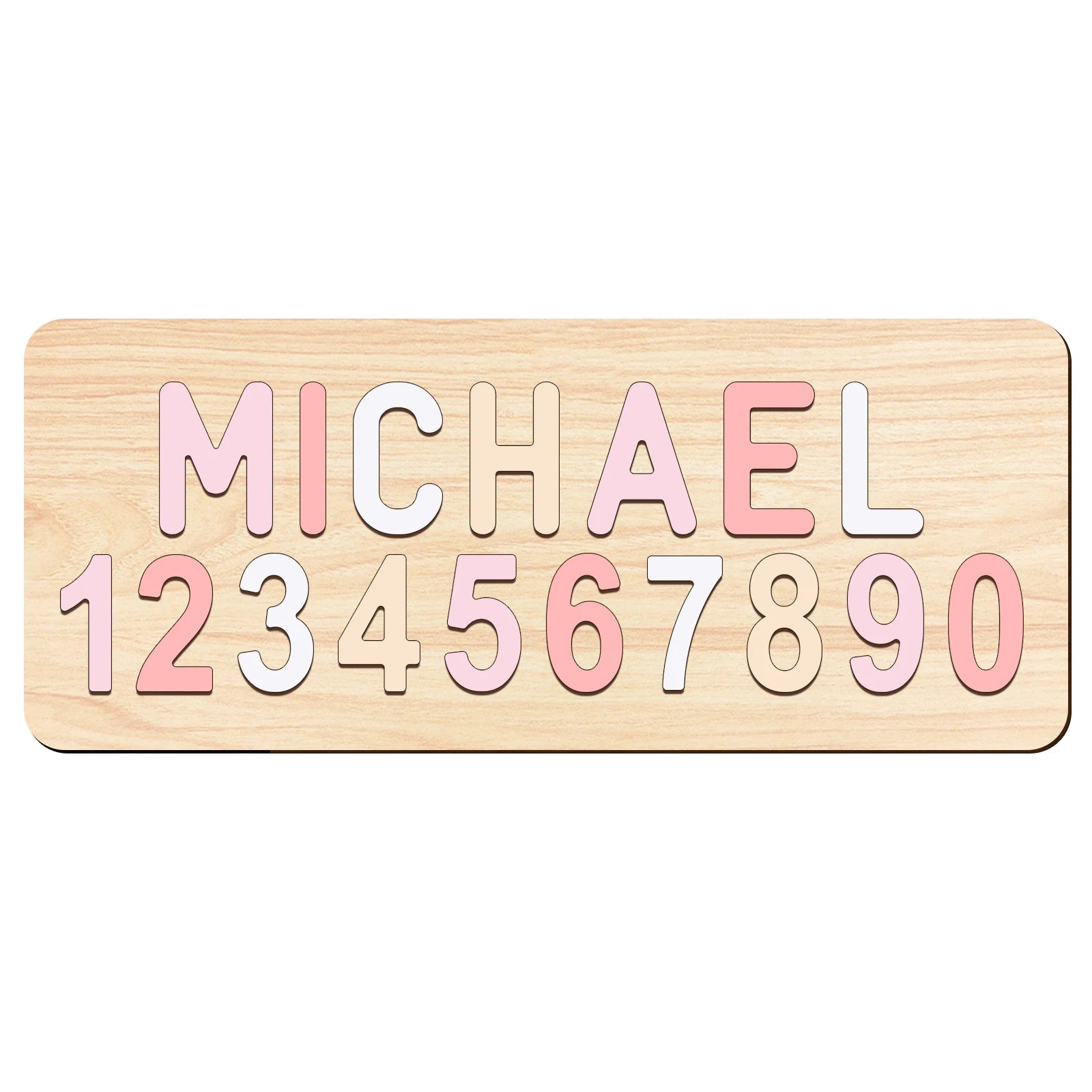 Blush Dreams Puzzle Only - Custom Wooden Name &amp; Number Puzzle – Personalised Educational Toy Baby Stork