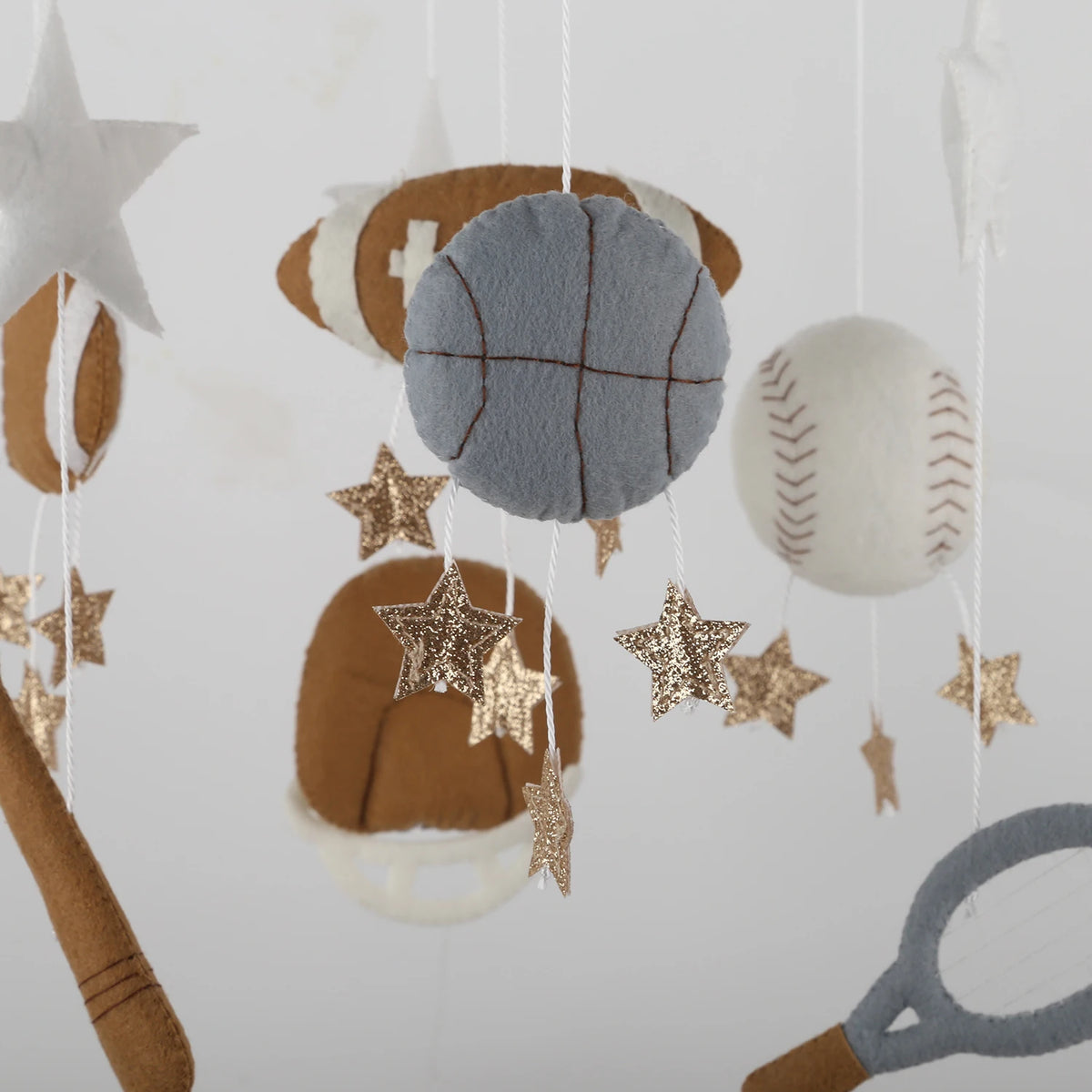 - Sports & Stars Felt Cot Mobile - Tan & Cream AE