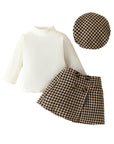 White - Houndstooth Baby & Toddler Skirt Outfit with Beret Baby Stork