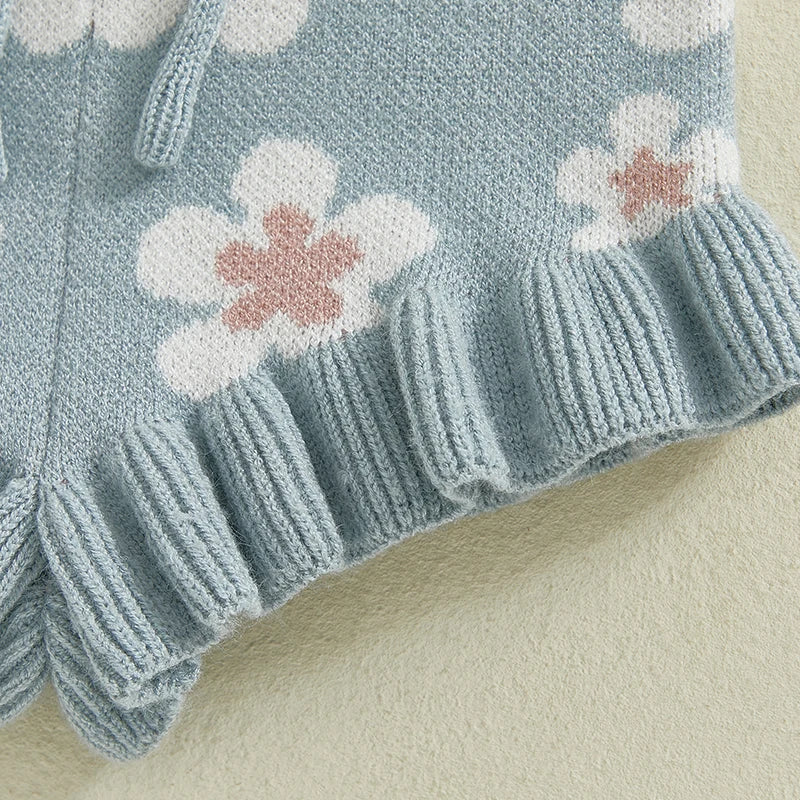 - Blue Blossom Knit Set Baby Stork