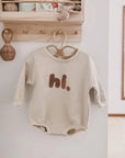 12-18M - “Hi.” Embroidered Long Sleeve Baby Romper Baby Stork