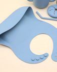 Silicone Feeding Set with Bib, Plate, Bowl & Snack Cup