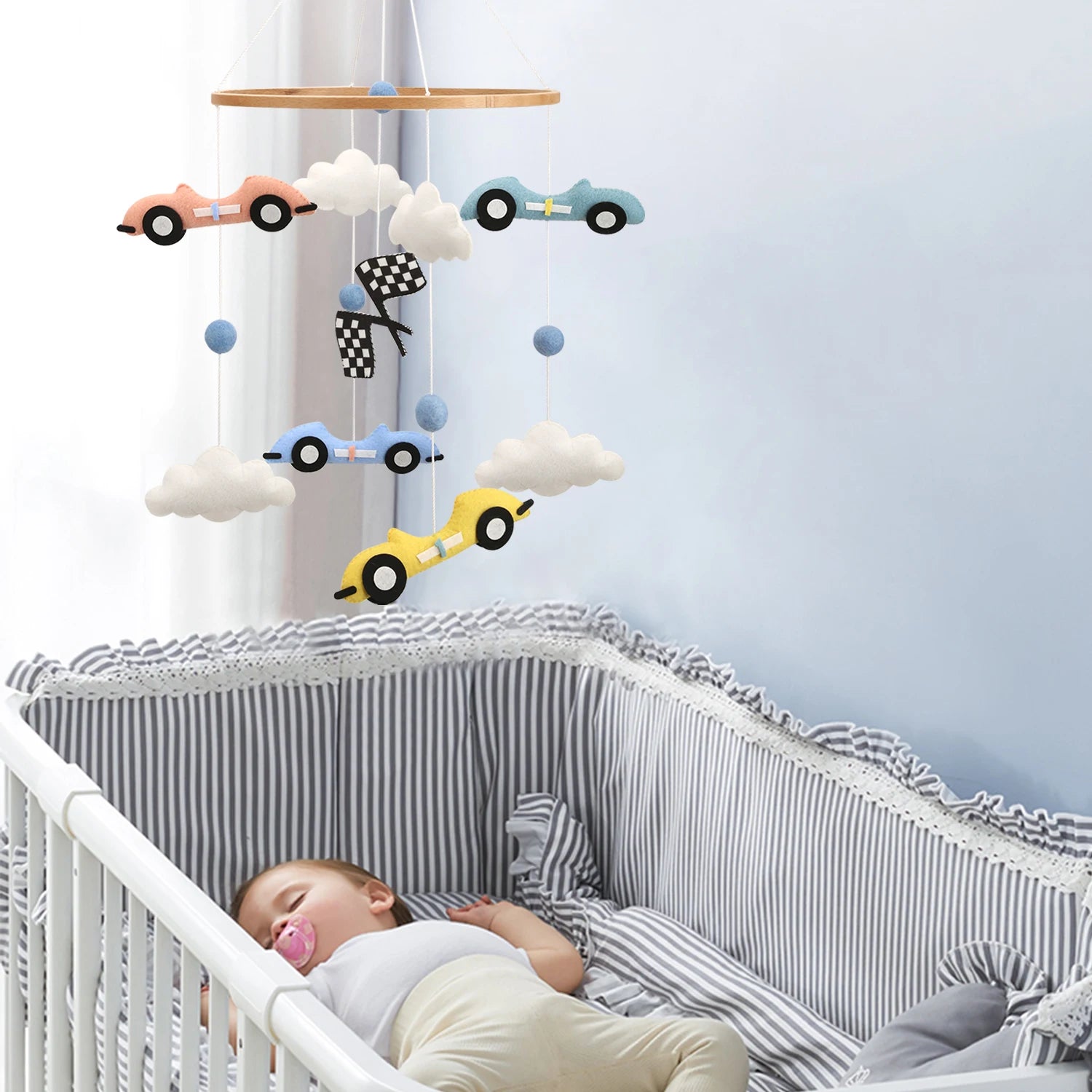 - Retro Racing Car Felt Baby Mobile Baby Stork