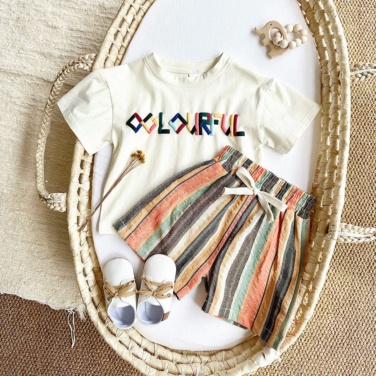 - Colourful Striped Shorts Set – 2 Piece Baby Outfit Baby Stork