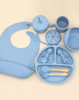Silicone Feeding Set with Bib, Plate, Bowl & Snack Cup