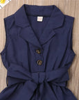 Button Detail Toddler & Kids Belted Playsuit
