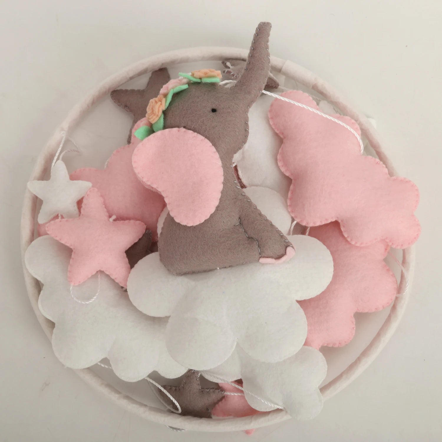 - Pink Elephant Cloud Baby Mobile – Whimsical Nursery Décor Baby Stork